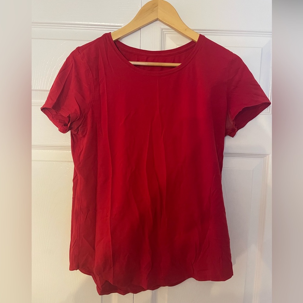 Red women’s Lululemon.